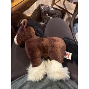 Ganz Webkinz Clydesdale Horse Brown White Plush Stuffed Animal HM139 Retired